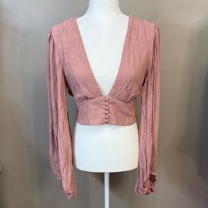 White Fox Boutique Dusty Pink Buttoned Blouse